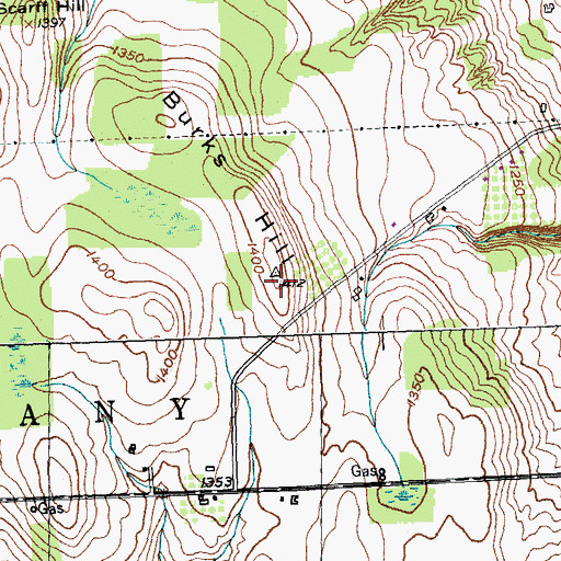 Topographic Map of Burks Hill, NY