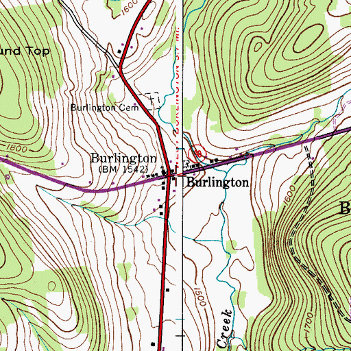 Topographic Map of Burlington, NY