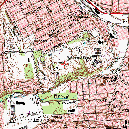 Topographic Map of Burnet Park, NY