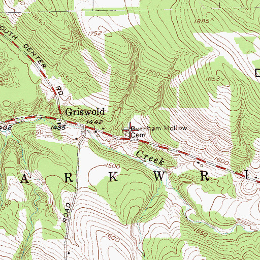 Topographic Map of Burnham Hollow Cemetery, NY