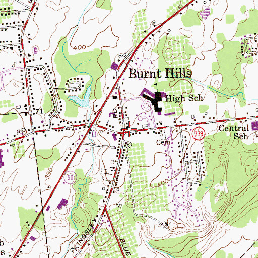 Topographic Map of Burnt Hills, NY