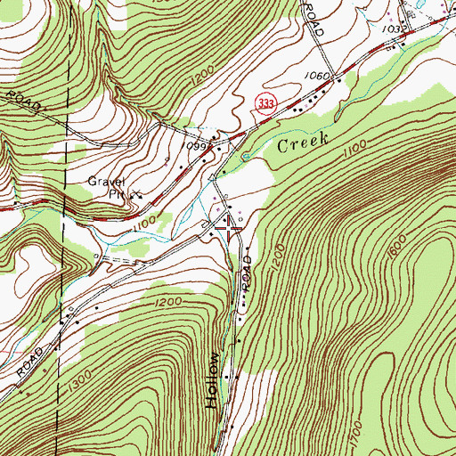 Topographic Map of Burr Hollow, NY