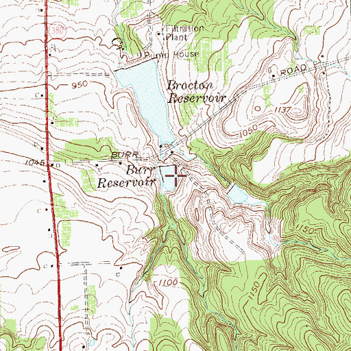 Topographic Map of Burr Reservoir, NY