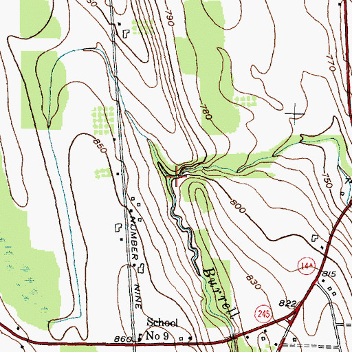 Topographic Map of Burrell Creek, NY