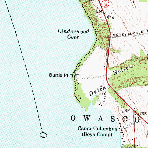 Topographic Map of Burtis Point, NY