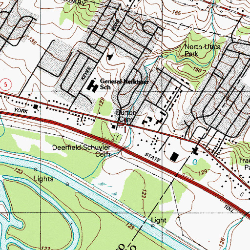 Topographic Map of Burton Cemetery, NY