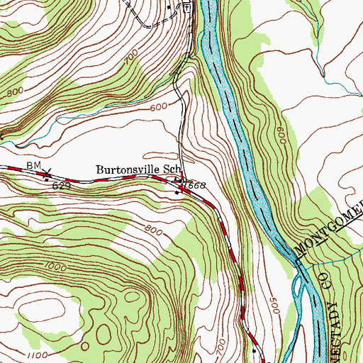 Topographic Map of Burtonsville School, NY