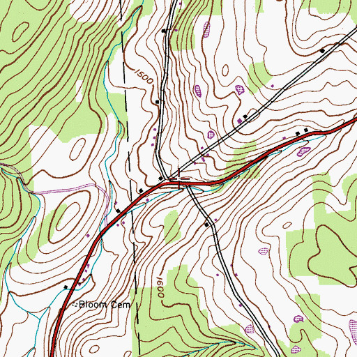 Topographic Map of Burwell Corners, NY
