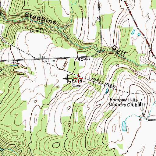 Topographic Map of Bush Cemetery, NY