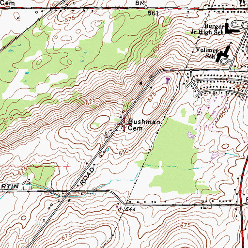 Topographic Map of Bushman Cemetery, NY