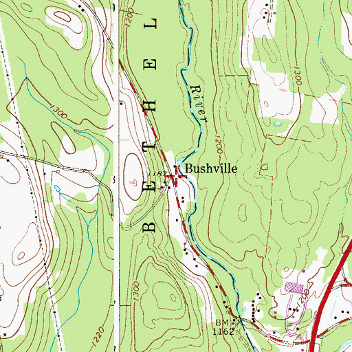 Topographic Map of Bushville, NY