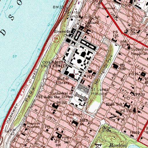 Topographic Map of Butler Library, NY