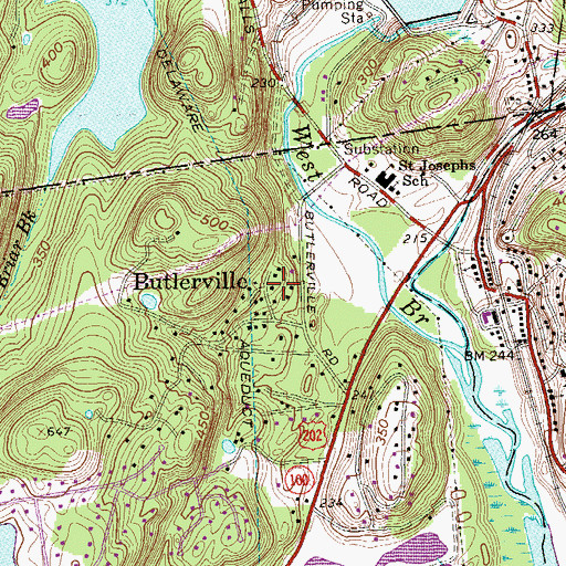 Topographic Map of Butlerville, NY