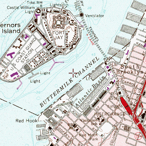Topographic Map of Buttermilk Channel, NY