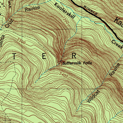 Topographic Map of Buttermilk Falls, NY