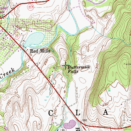Topographic Map of Buttermilk Falls, NY