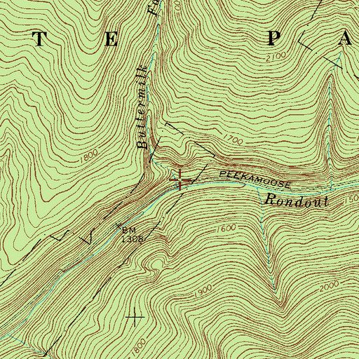 Topographic Map of Buttermilk Falls Brook, NY