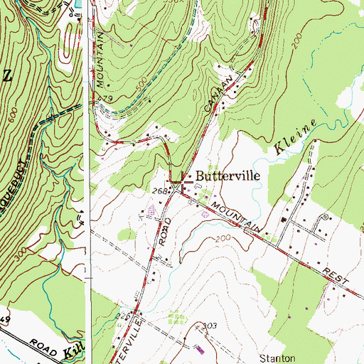 Topographic Map of Butterville, NY