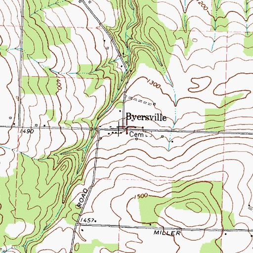 Topographic Map of Byersville, NY