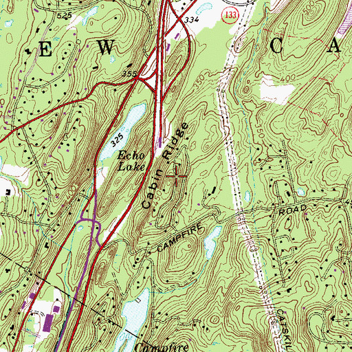 Topographic Map of Cabin Ridge, NY