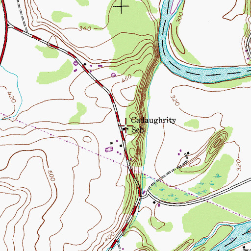 Topographic Map of Cadaughrity School, NY