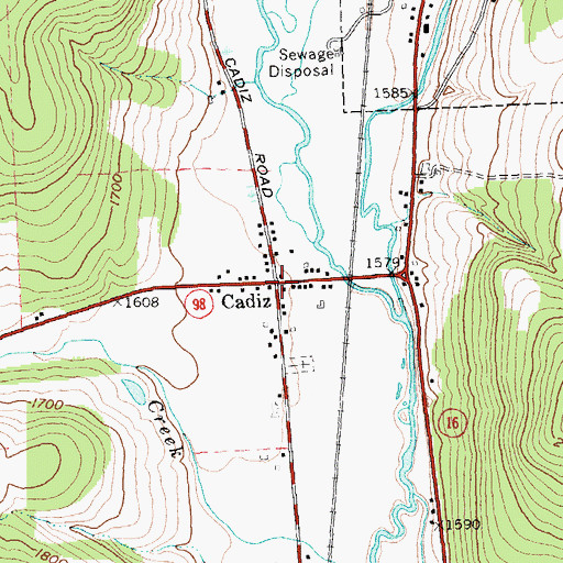 Topographic Map of Cadiz, NY