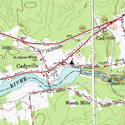 Topographic Map of Cadyville, NY