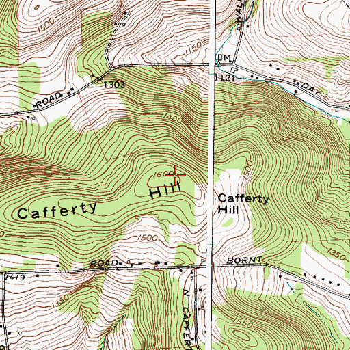 Topographic Map of Cafferty Hill, NY