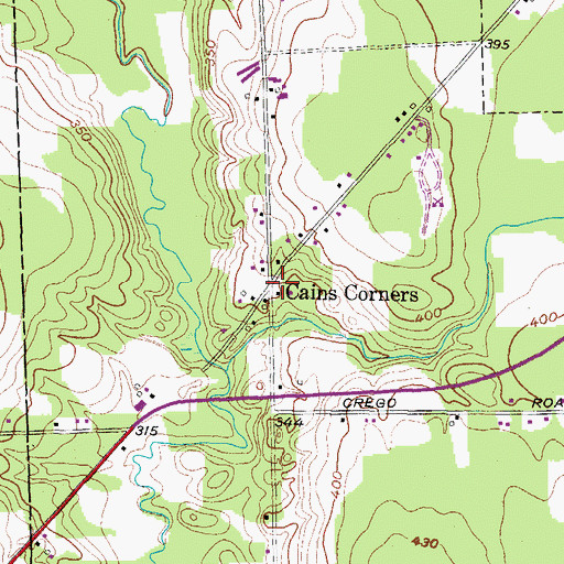 Topographic Map of Cains Corners, NY