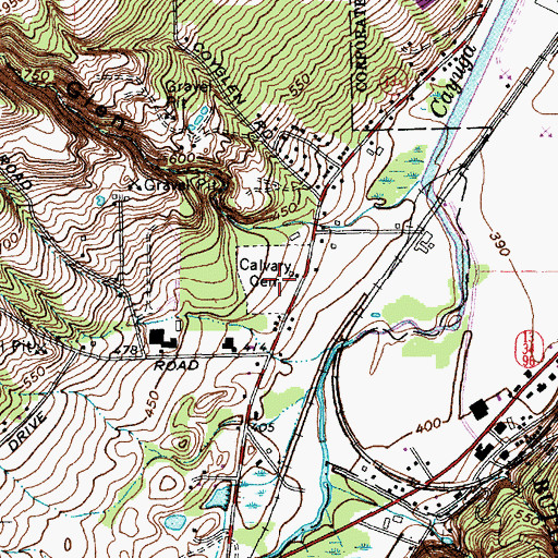 Topographic Map of Calvary Cemetery, NY