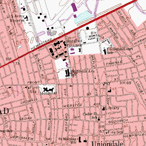 Topographic Map of California Avenue Elementary School, NY