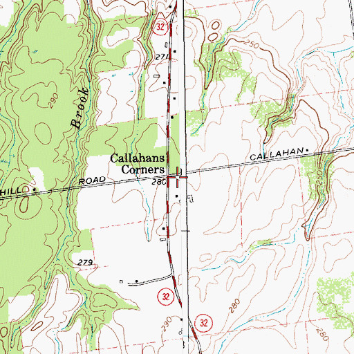 Topographic Map of Callahans Corners, NY