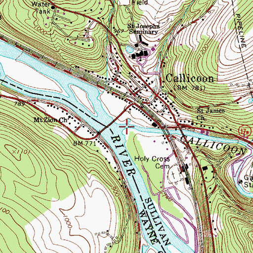 Topographic Map of Callicoon Creek, NY