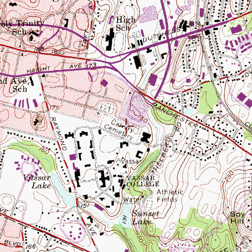 Topographic Map of Calvary Cemetery, NY