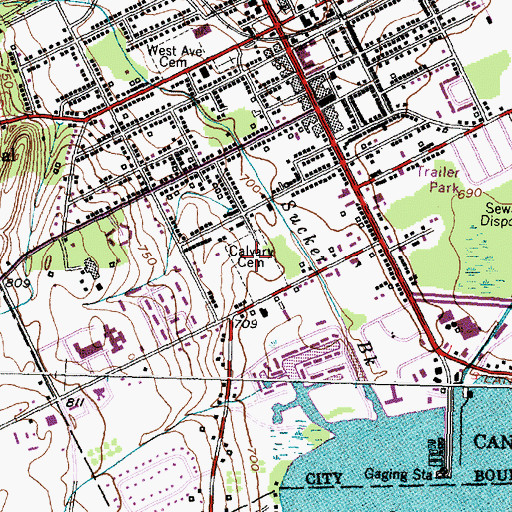Topographic Map of Calvary Cemetery, NY