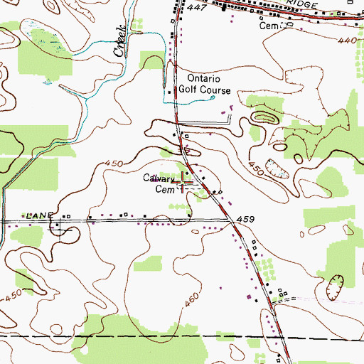 Topographic Map of Calvary Cemetery, NY