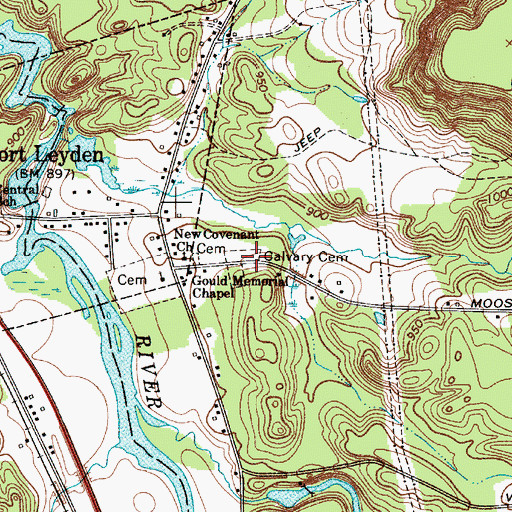 Topographic Map of Calvary Cemetery, NY