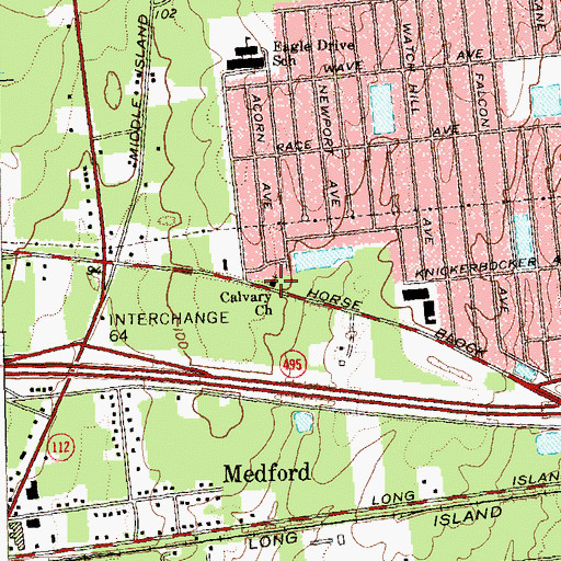 Topographic Map of Calvary Baptist Church, NY