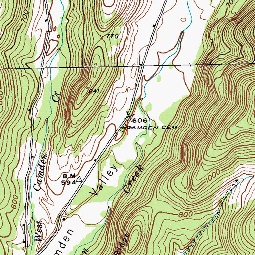 Topographic Map of Camden Cemetery, NY