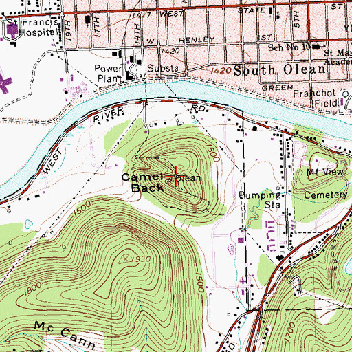 Topographic Map of Camel Back, NY