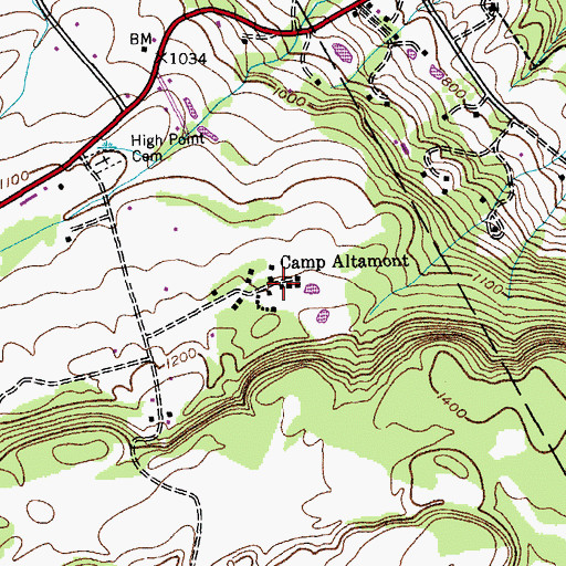 Topographic Map of Camp Altamont, NY