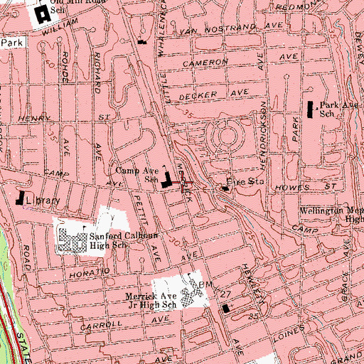 Topographic Map of Camp Avenue School, NY