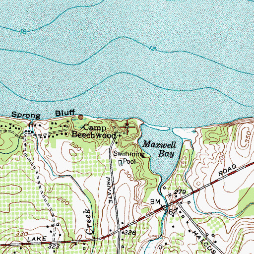 Topographic Map of Camp Beechwood, NY