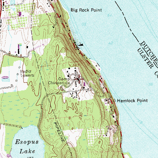 Topographic Map of Camp Chi-Wan-Da, NY