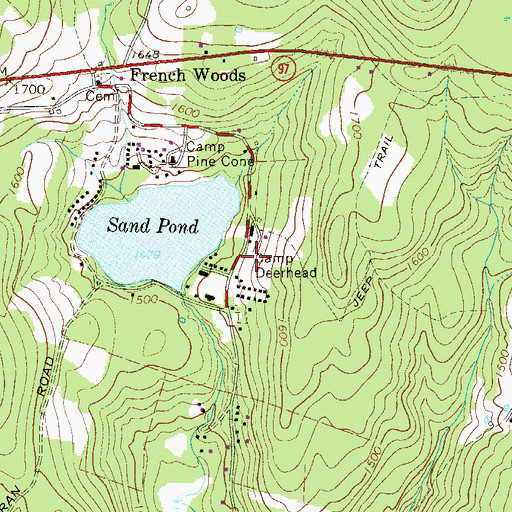 Topographic Map of Camp Deerhead, NY