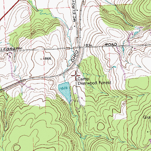 Topographic Map of Camp Deerwood Forest, NY