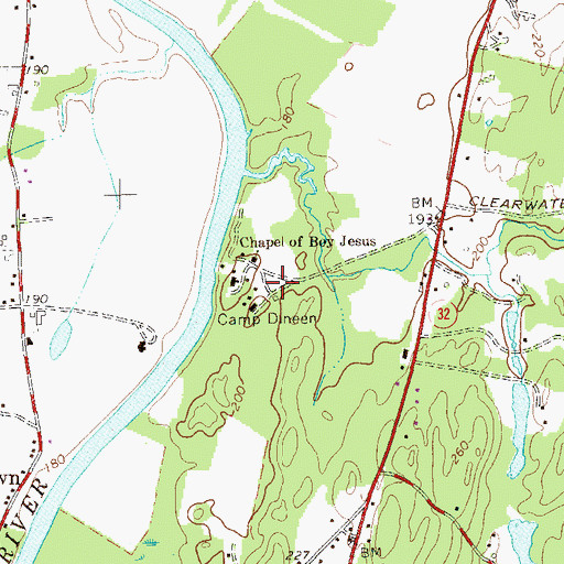 Topographic Map of Camp Dineen, NY