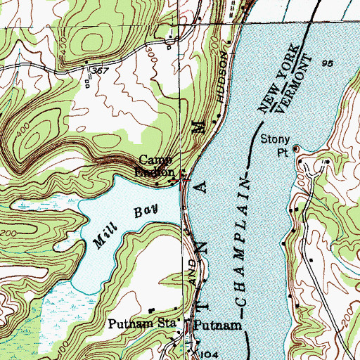 Topographic Map of Camp Endion, NY