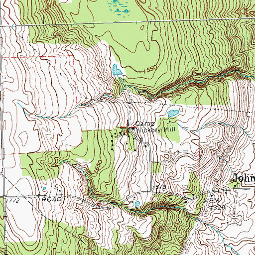 Topographic Map of Camp Hickory Hill, NY