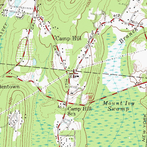 Topographic Map of Camp Hill, NY